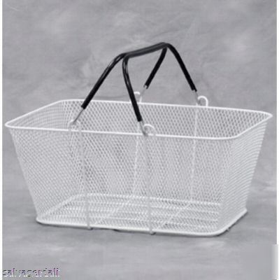 New lot of 12 white wire mesh store shopping baskets