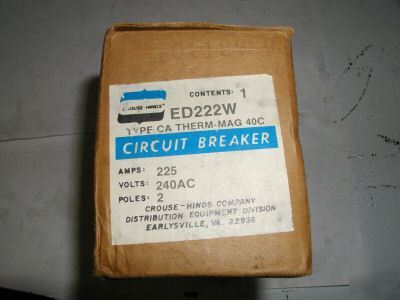 New crouse hinds circuit breaker 225 amp ca ED222W 2 p