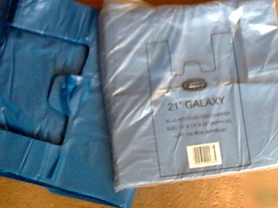 100 11X17X21 blue hdpe vest carrier bags