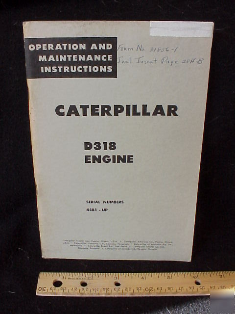 1958 cat caterpillar D318 d 318 engine owners manual