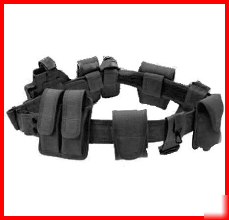 Black modular nylon duty belt w holster security police