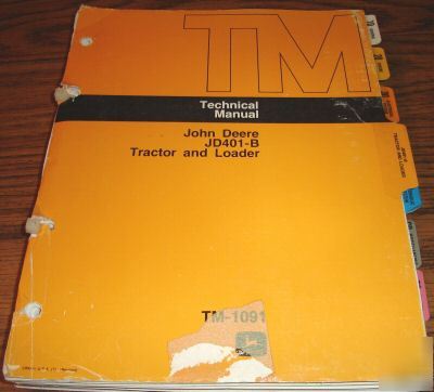 John deere 401B tractor loader technical manual jd book