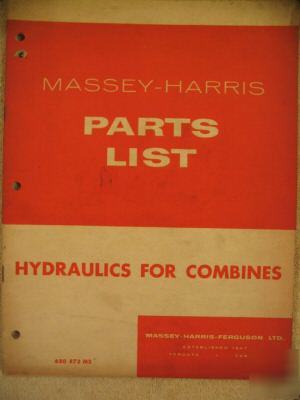 Massey harris ferguson combine hydraulics parts manual