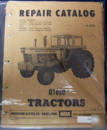 Minneapolis moline G1050 tractor parts manual