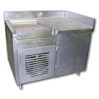 Stainless fry station w under counter refrigerator
