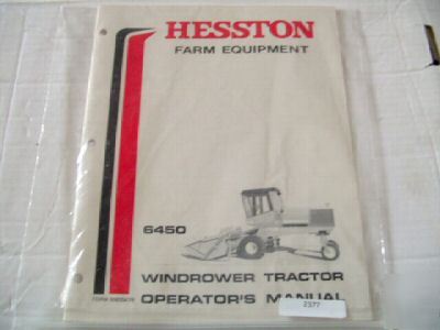 Hesston 6450 windrower tractor operators manual