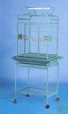 High quality smaller wrought iron bird cage in green