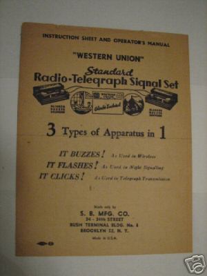 Western union radio telegraph key code signal flyer