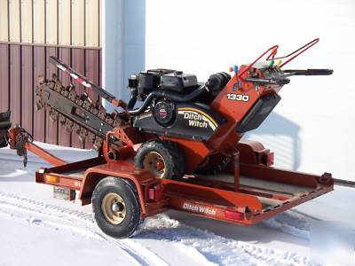 2003 ditch witch 1330 walk behind trencher and trailer