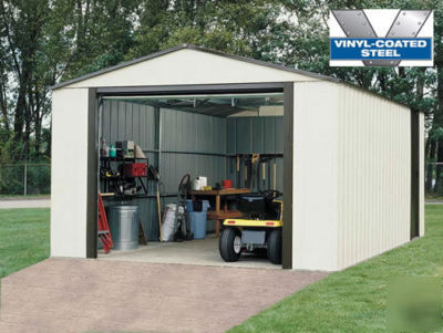 30' x 14' steel storage building shed w/ garage door