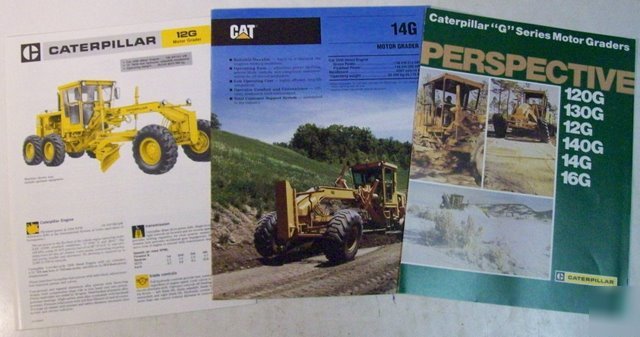 Caterpillar 1984, 1985, 1990 g graders brochure lot