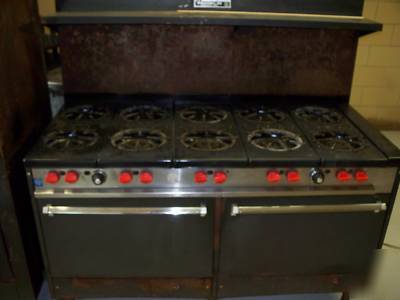 Commercial 10 eye gas stove / oven combo 