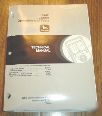 John deere 744E loader technical service manual book jd