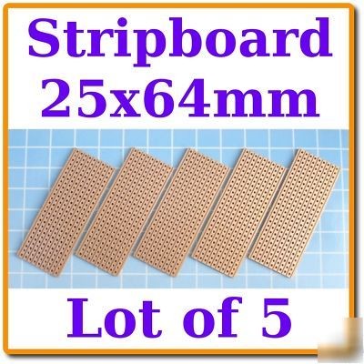 New 5X pcb stripboard vero style strip board 25X64MM