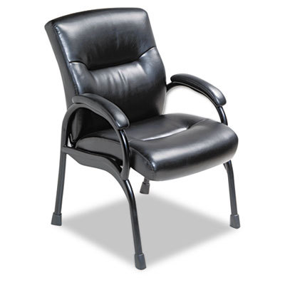 Plano leather chair w/tubular steel arched legs black