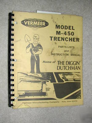Vermeer m-450 trencher parts catalog operators manual