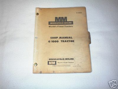 Minneapolis moline G1000 tractor shop manual - original