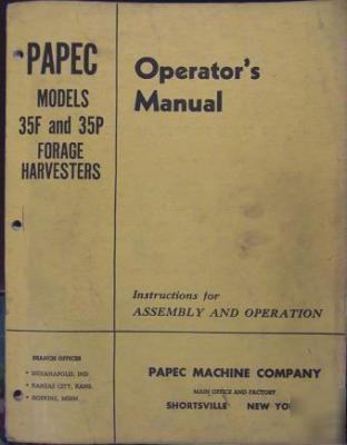 Papec 35F, 35P forage harvesters operator's manual
