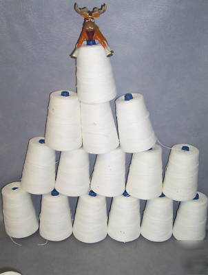 White industrial bag closing thread spools lot of 15