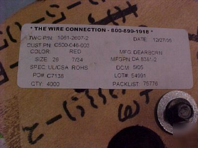 Dearborn cdt 26 awg .010 nom wall thickness 9000' wire 