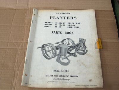 Dearborn planters-models 12-50,62,87,88,89 parts book