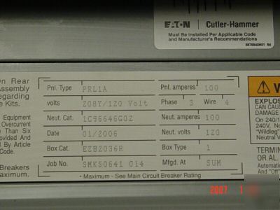 Cutler-hammer PRL1A 120/208 3 phase 4 wire 100 amp