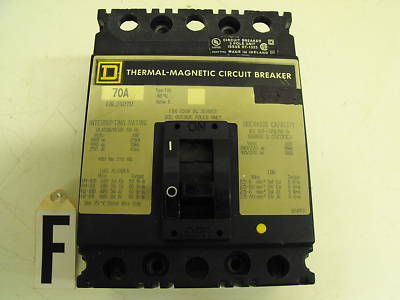 Square d 70 amp circuit breaker FAL34070 3 pole 480 v