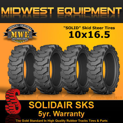4 10X16.5 bobcat mustang gehl case solid tires only