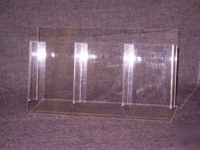 Clear acrylic standing brochure holder (3 pockets) used