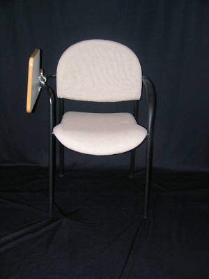 Like new upholstered tablet arm chairs condition