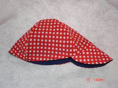 Welding cap hat beanie style reversible - red w/dots