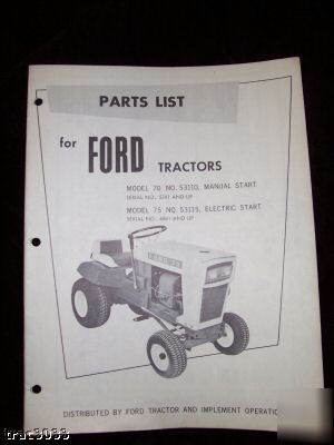 Original ford 70 & 75 tractors parts manual