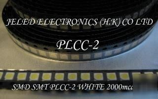 50X smd smt plcc-2 white leds 2000MCD f/r