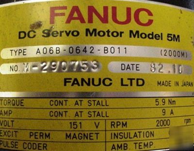 Fanuc 5M dc servo motor A06B-0642-B011 _ A06B0642B011