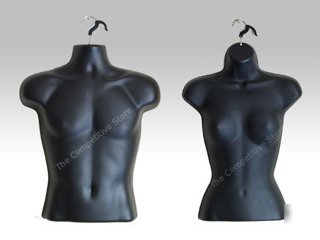 Female + male torso mannequin blk set manikin manniquin