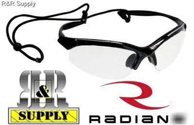 Radians infinity clear lens safety glasses w/ neck cord
