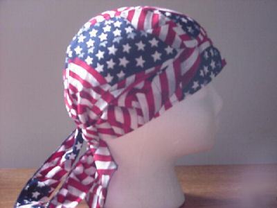 Stars and stripes skull cap /do rag 