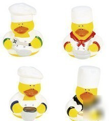 Lot 4 chef cook culinary arts ducky rubber ducks w hats