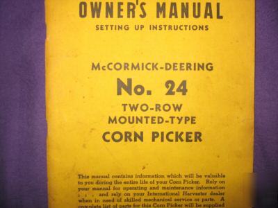Mccormick-deering two row corn picker manual antique