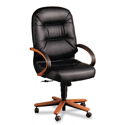 2190 soft sers exe high-back chair med oak/black leathr