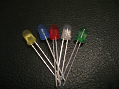 50PCS x red/yellow/blue/green/white 5MM diffused led 