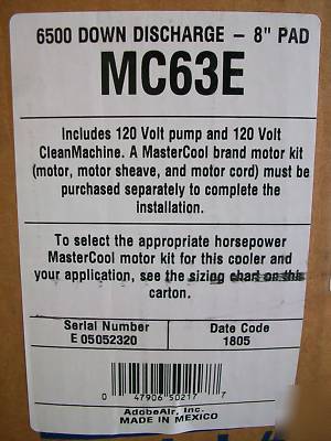 New evaporative cooler ~ master cool model MC63E - 