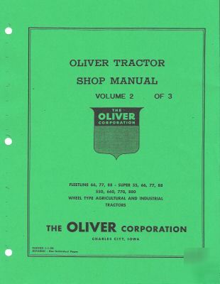 Oliver tractor service manual volume 2 of 3