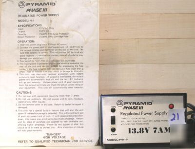 Pyramid phase iii ps-7 regulated power supply ec 