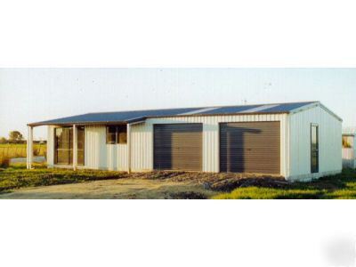 Steel house with porch garage shop metal building kit