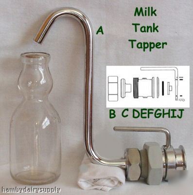 Milk tank tapper for 1.5 inch valve stainless steel