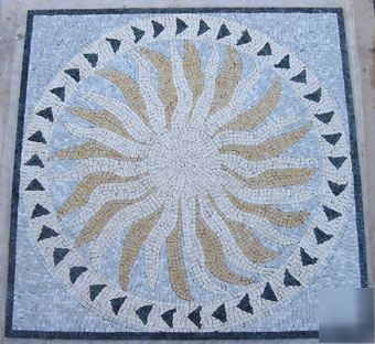 Blue & yellow semi precious marble mosaic decor tile