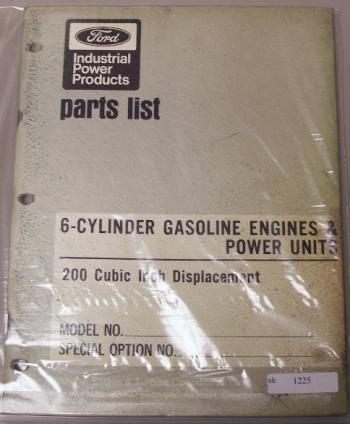 Ford 6 cylinder 200 cid gasoline engine parts manual