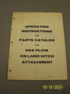 Oliver tractor 566 plow operating inst. & parts catalog