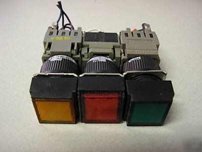 3 alcoswitch 164SL pushbutton switches, illuminated